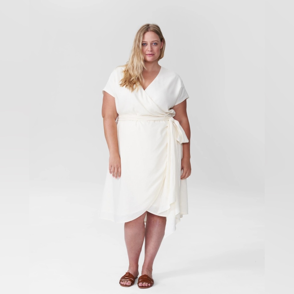 UNIVERSAL STANDARD | Cream Tracy Linen Wrap Dress Sz XXS